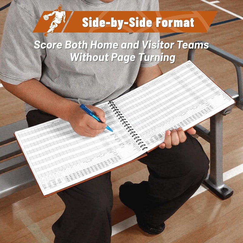 HIGHRAZON Premium Basketball Scorebook, 65 Games 15 Player Slots Basketball Score Book, 13" x 11" Hard Cover Score Keeping Book for Stats, for Coach, Family, Fan - Image 3